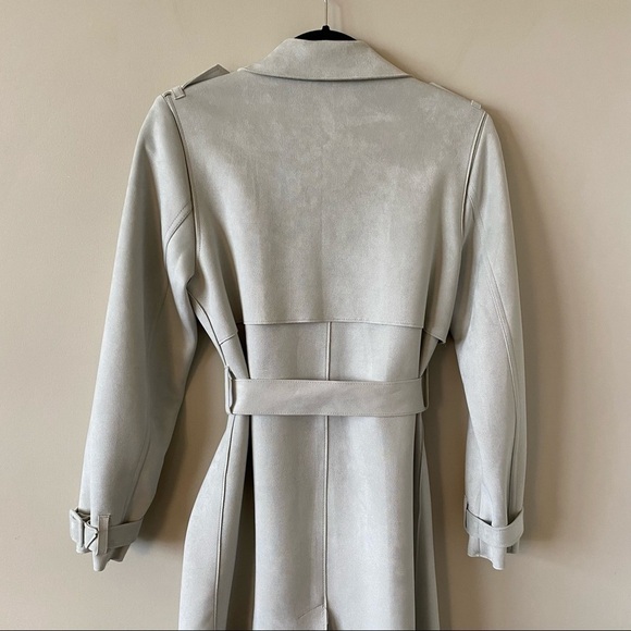 Zara-Faux Suede Trench Midi Length Coat - Picture 9 of 14